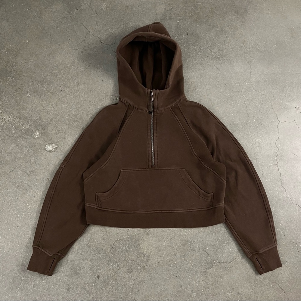 Brown lulu lemon scuba half zip hoodie